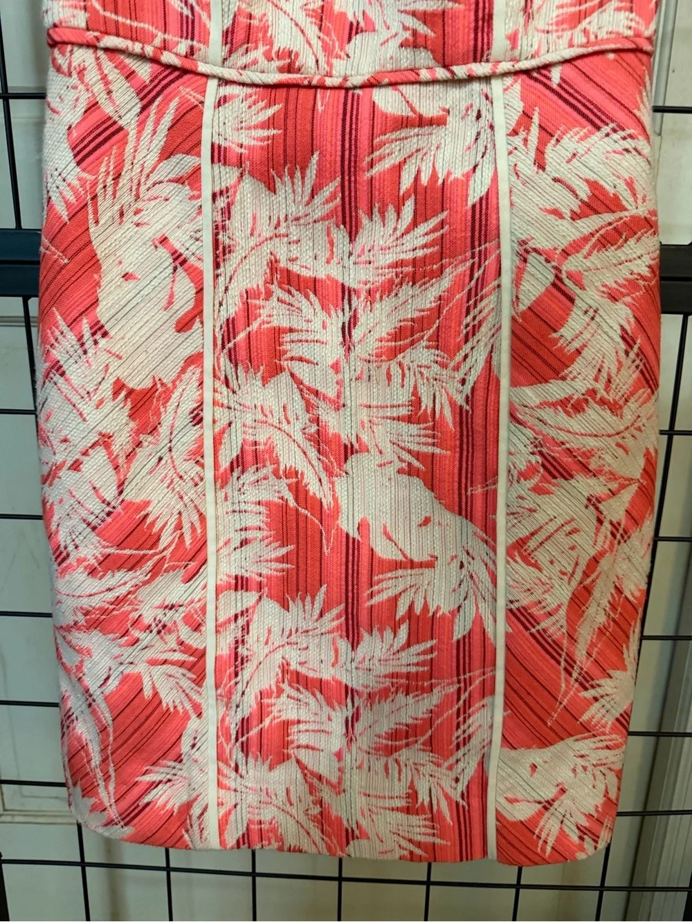 J. Crew Coral and White Tropical Print Sheath Dress